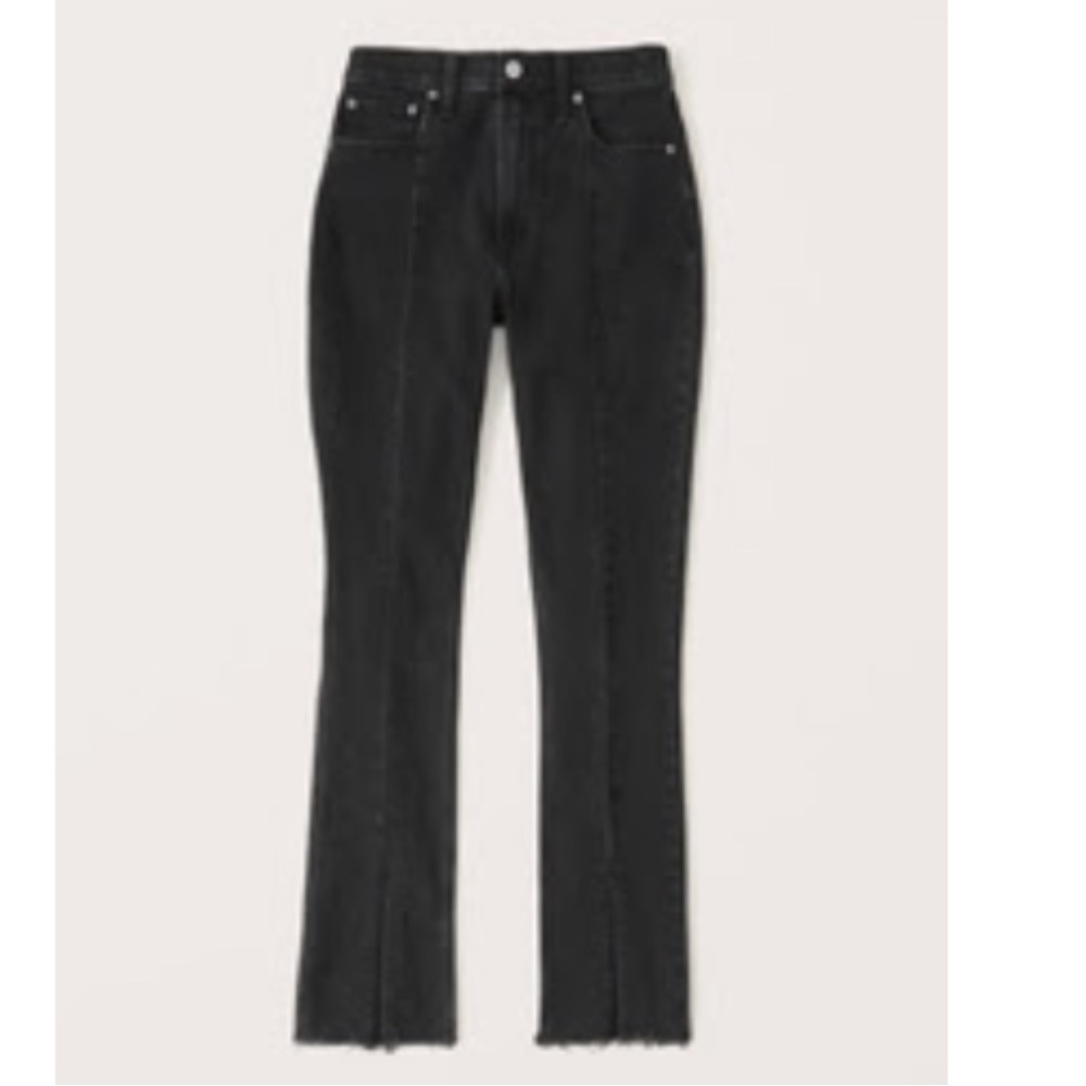 Abercrombie Curve Love High Rise Skinny Jeans with Split Hem Black - Picture 5 of 7